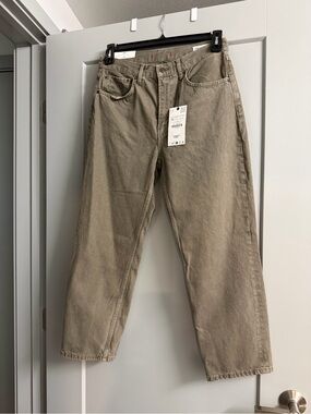 Zara women’s Casual Straight-Leg Jeans in Olive Tan